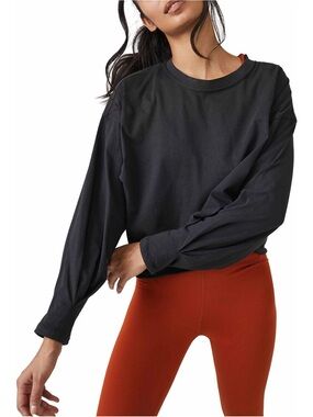FP MOVEMENT by Free People Inspire Layer Top Long Sleeve Tee in Black New
